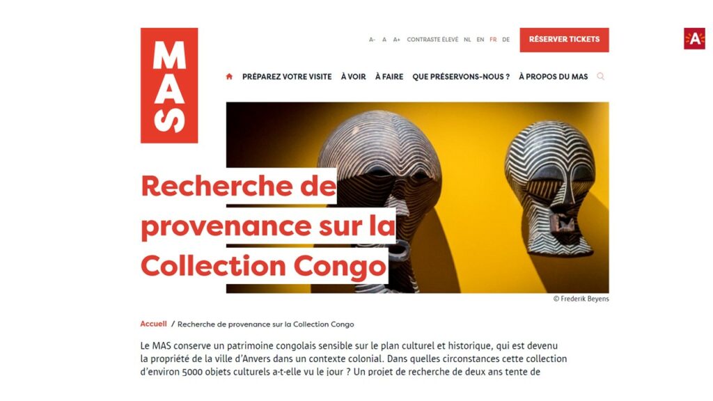 Capture d’écran de la page web consacrée au projet du MAS-Museum aan de Stroom.